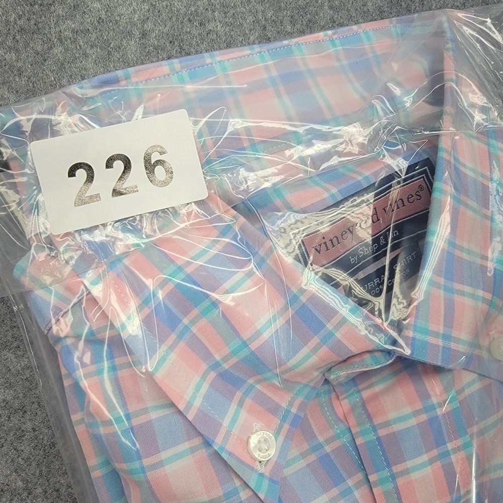 Vineyard Vines Murray Shirt Mens Large Pink Blue Check Button Down Long Sleeve - Picture 15 of 15